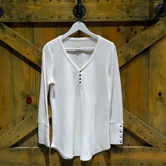 CHASER CREAM WAFFLE KNIT THERMAL TOP SIZE LARGE - Picture 1 of 7